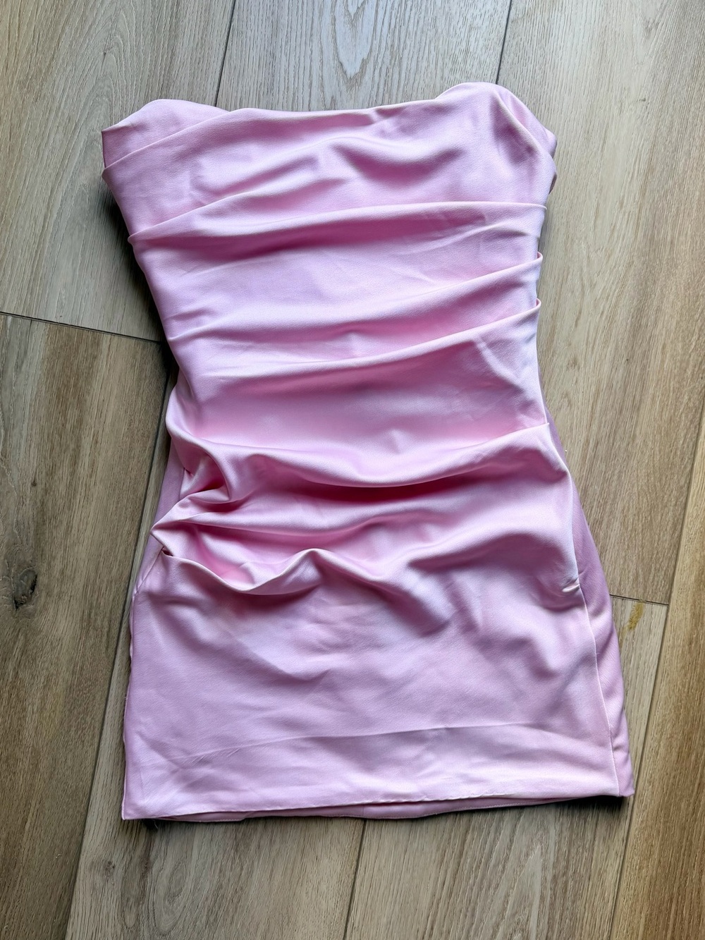 House of CB Strapless Ruched Light Pink Mini Dress